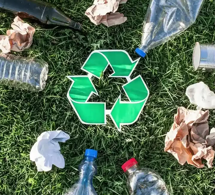 Bottles and trash lying on the ground